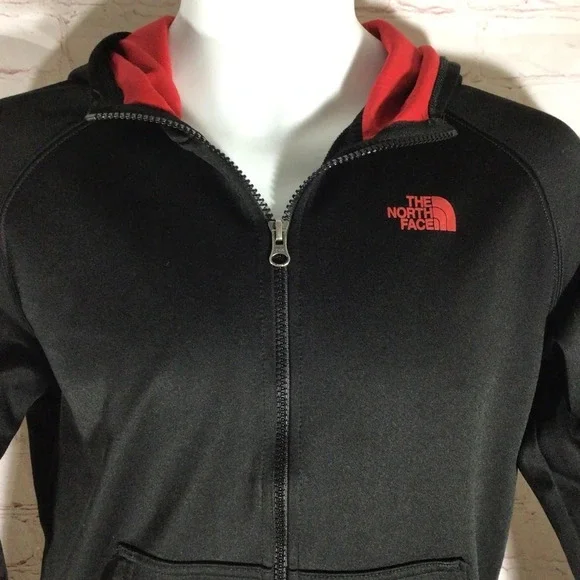 The North Face Black and Red Full Zip Hoodie - Size Large (14-16) - Picture 2 of 8